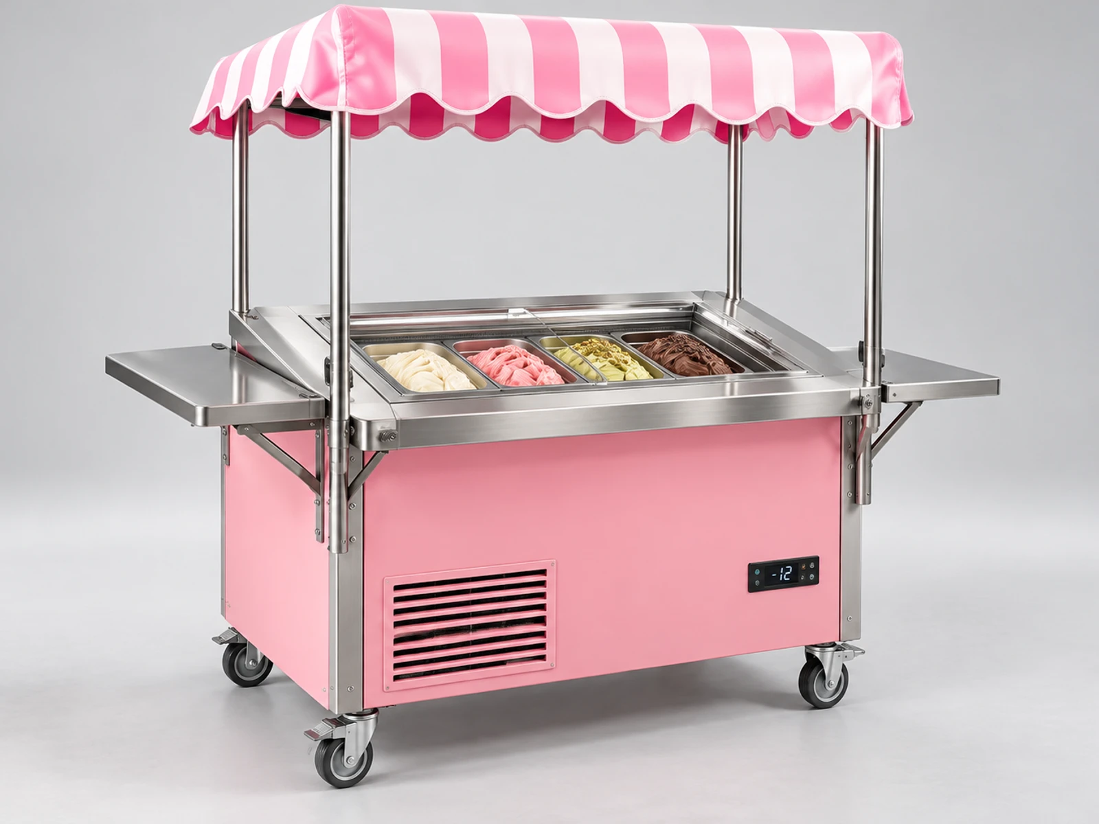 Commercial Gelato Cart with Digital Temperature Control main three-quarter product view
