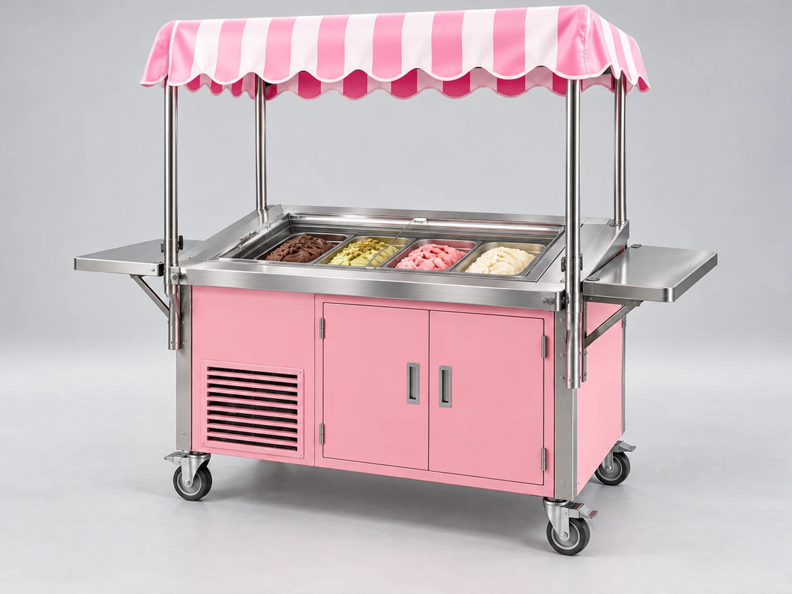 Commercial Gelato Cart with Digital Temperature Control opposite angle showing the complete layout