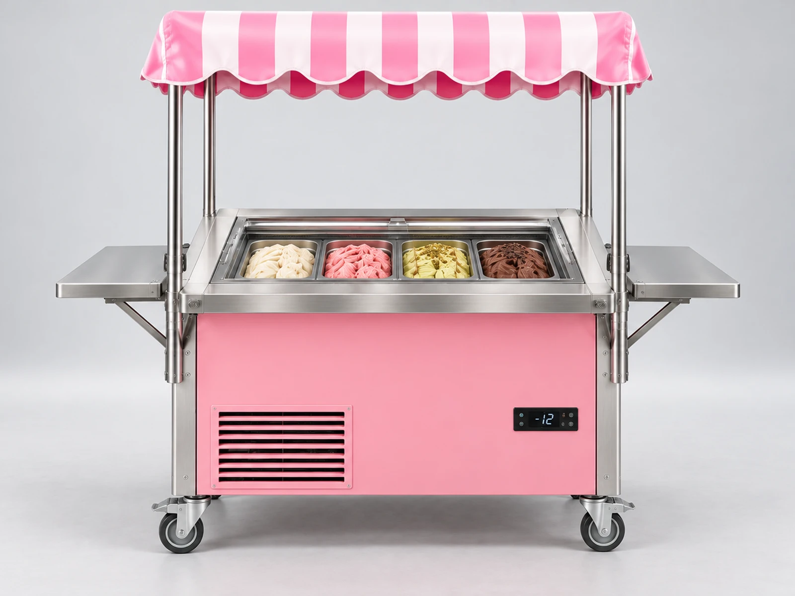 Commercial Gelato Cart with Digital Temperature Control customer-facing service and display detail