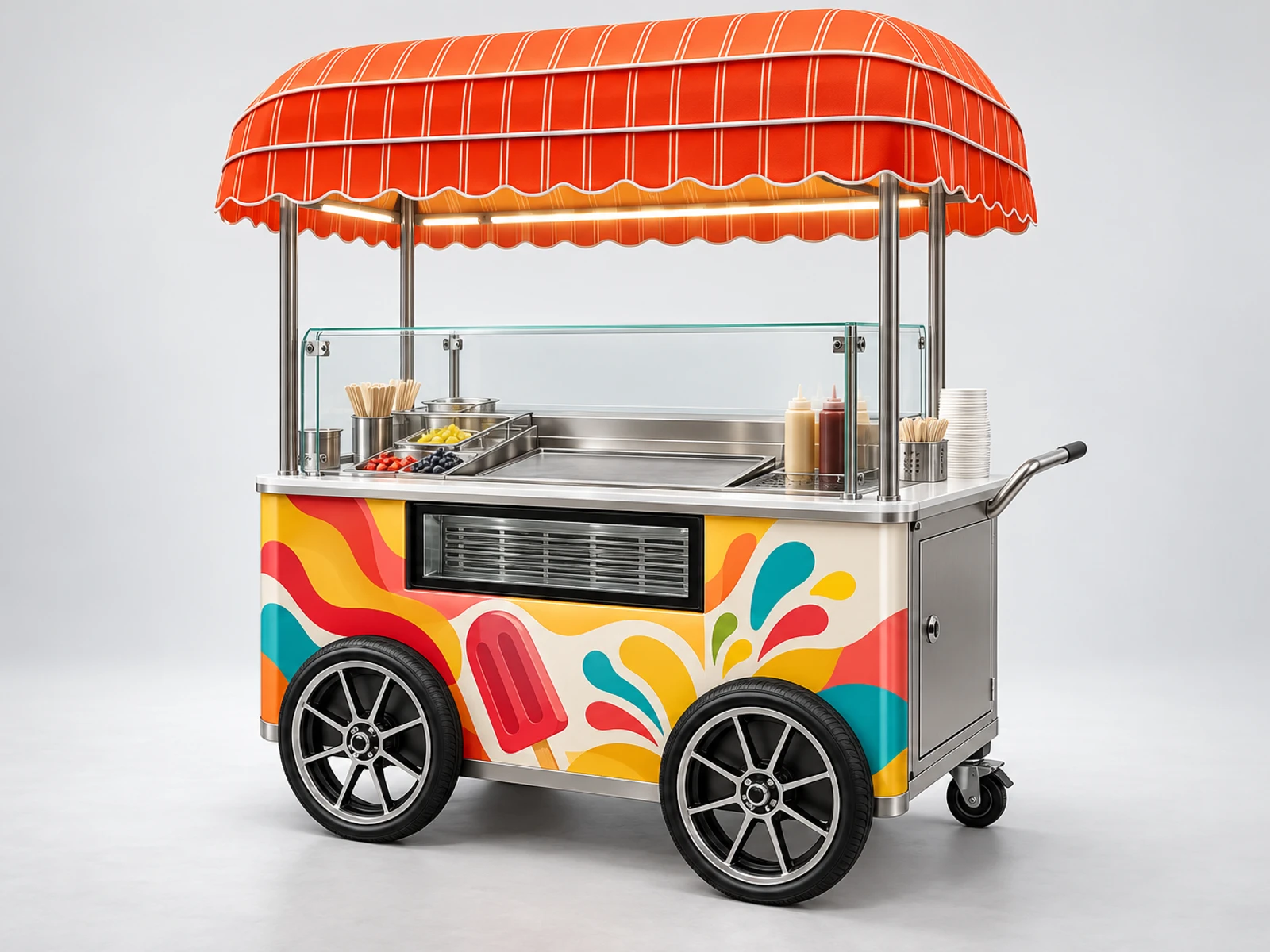 Compact Popsicle Cart with Cold Plate Freezer main three-quarter product view