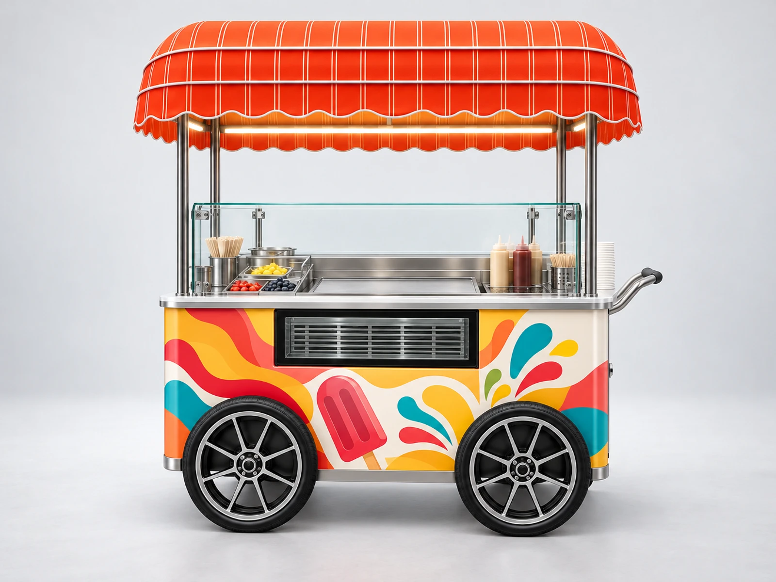 Compact Popsicle Cart with Cold Plate Freezer customer-facing service and display detail