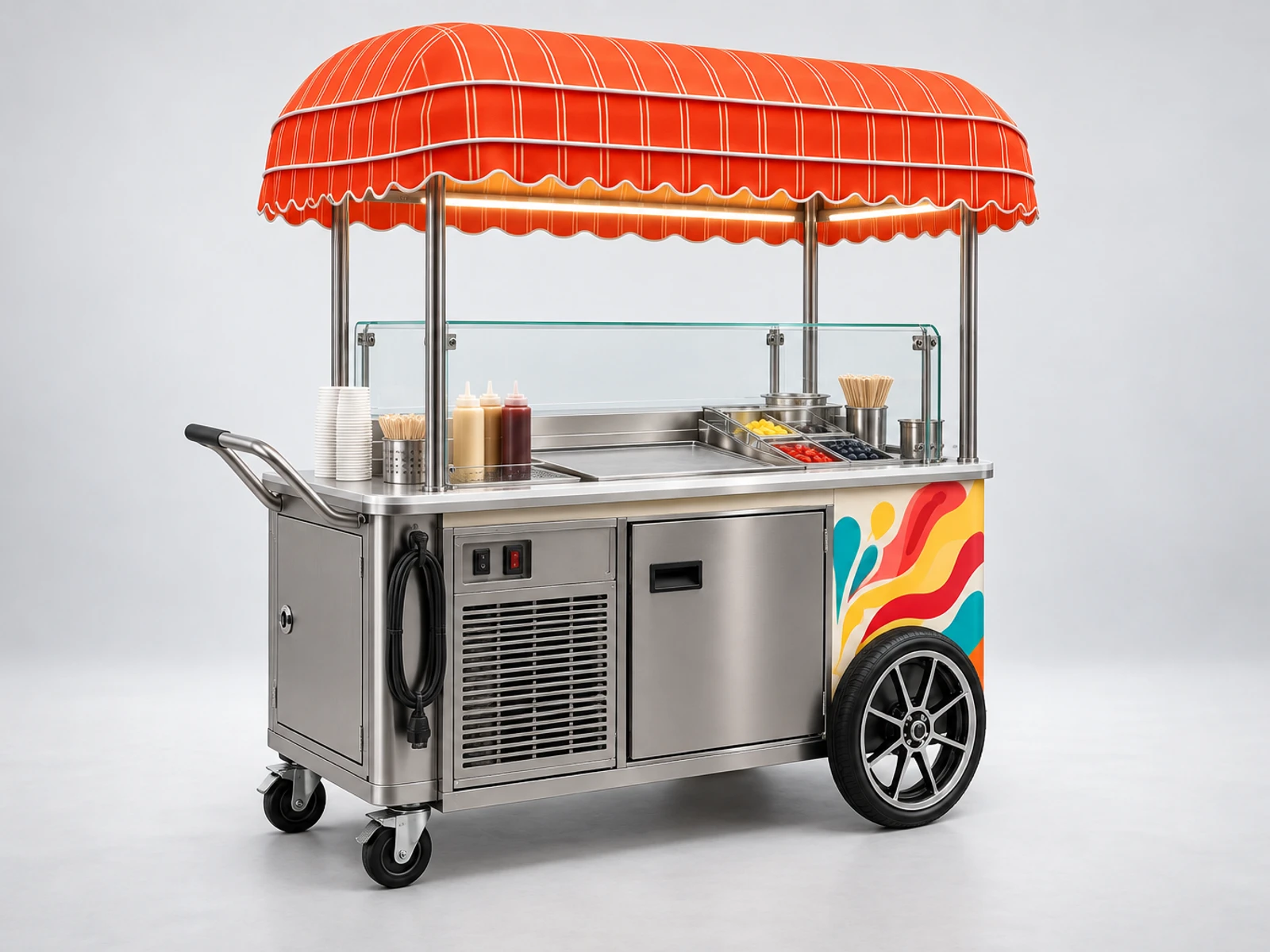 Compact Popsicle Cart with Cold Plate Freezer staff-side equipment, utilities, and storage view