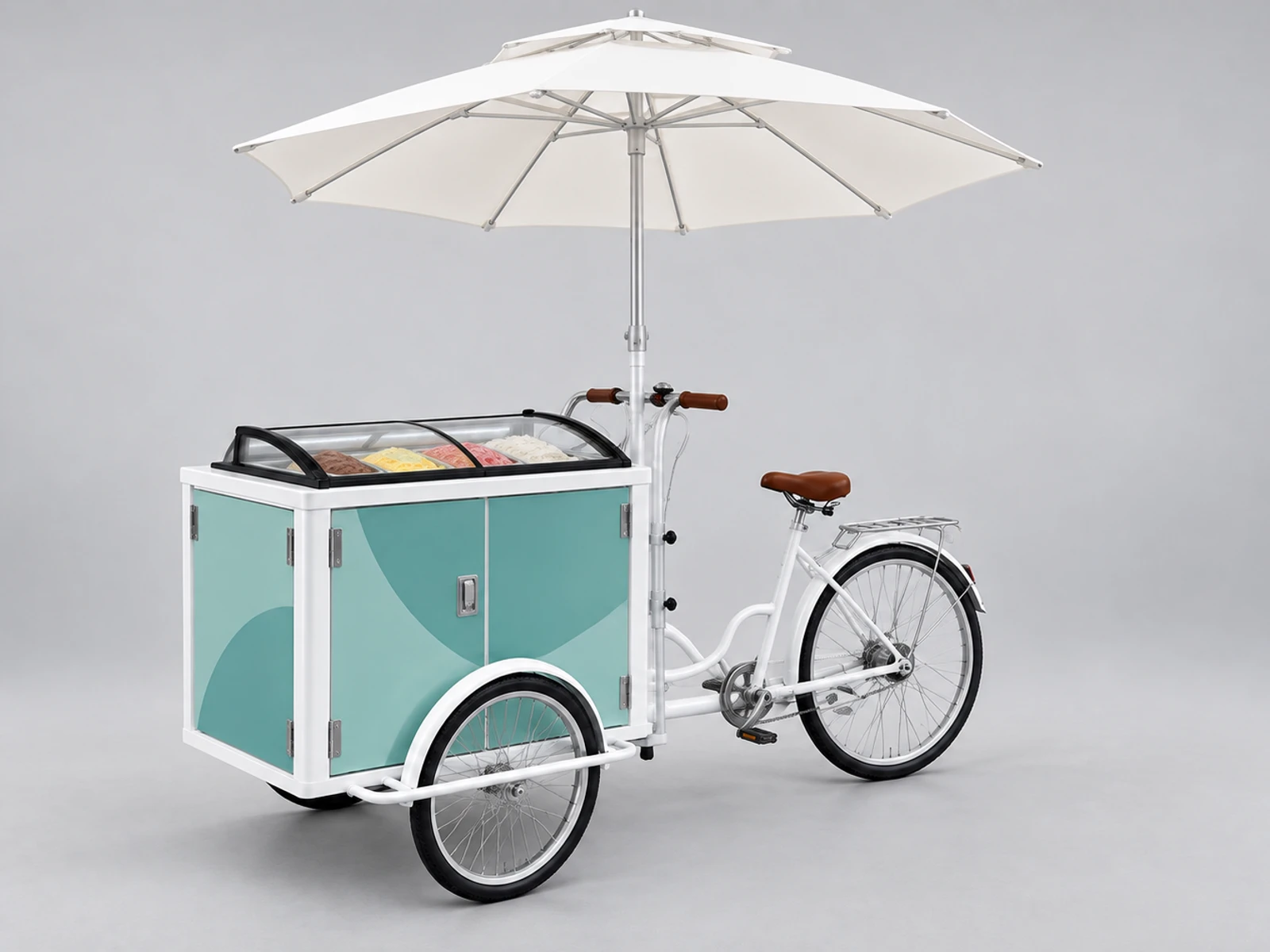 Custom Branded Ice Cream Cart with Replaceable Graphic Panels opposite angle showing the complete layout