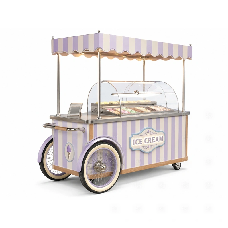 Custom Gelato Cart with Display Freezer with a custom gelato cart with display freezer planning and branded panels shown in the custom gelato cart with display freezer product photos for mobile dessert retail