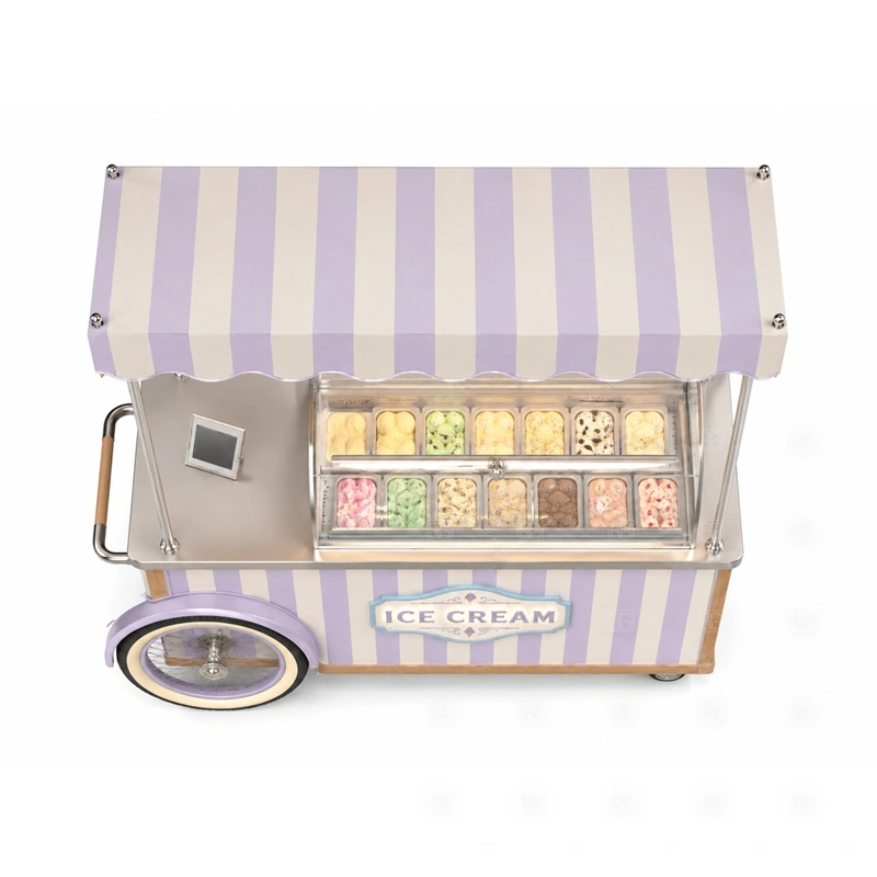 Custom Gelato Cart with Display Freezer buyer planning detail for Custom Gelato Cart with Display Freezer target size, freezer model, canopy size, wheel style, serving direction, menu type, venue rules, destination country