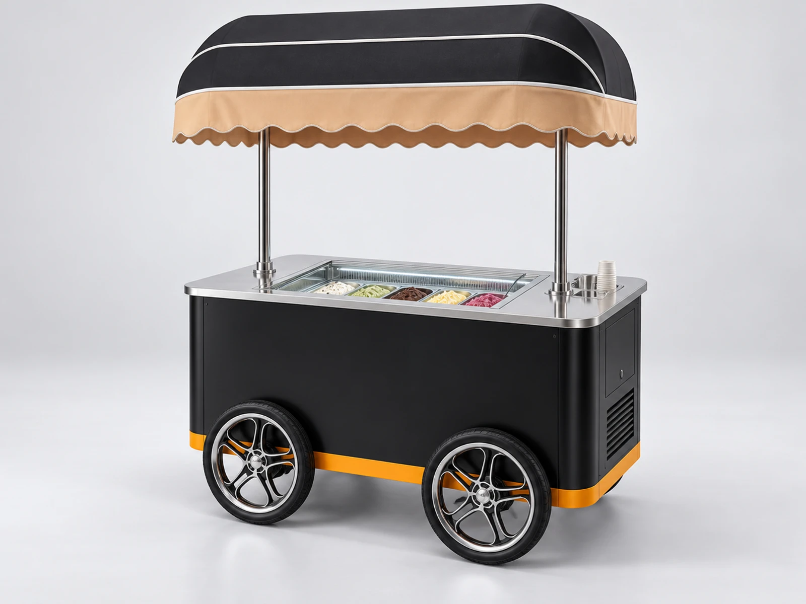Event Gelato Cart with Multi-Pan Display main three-quarter product view