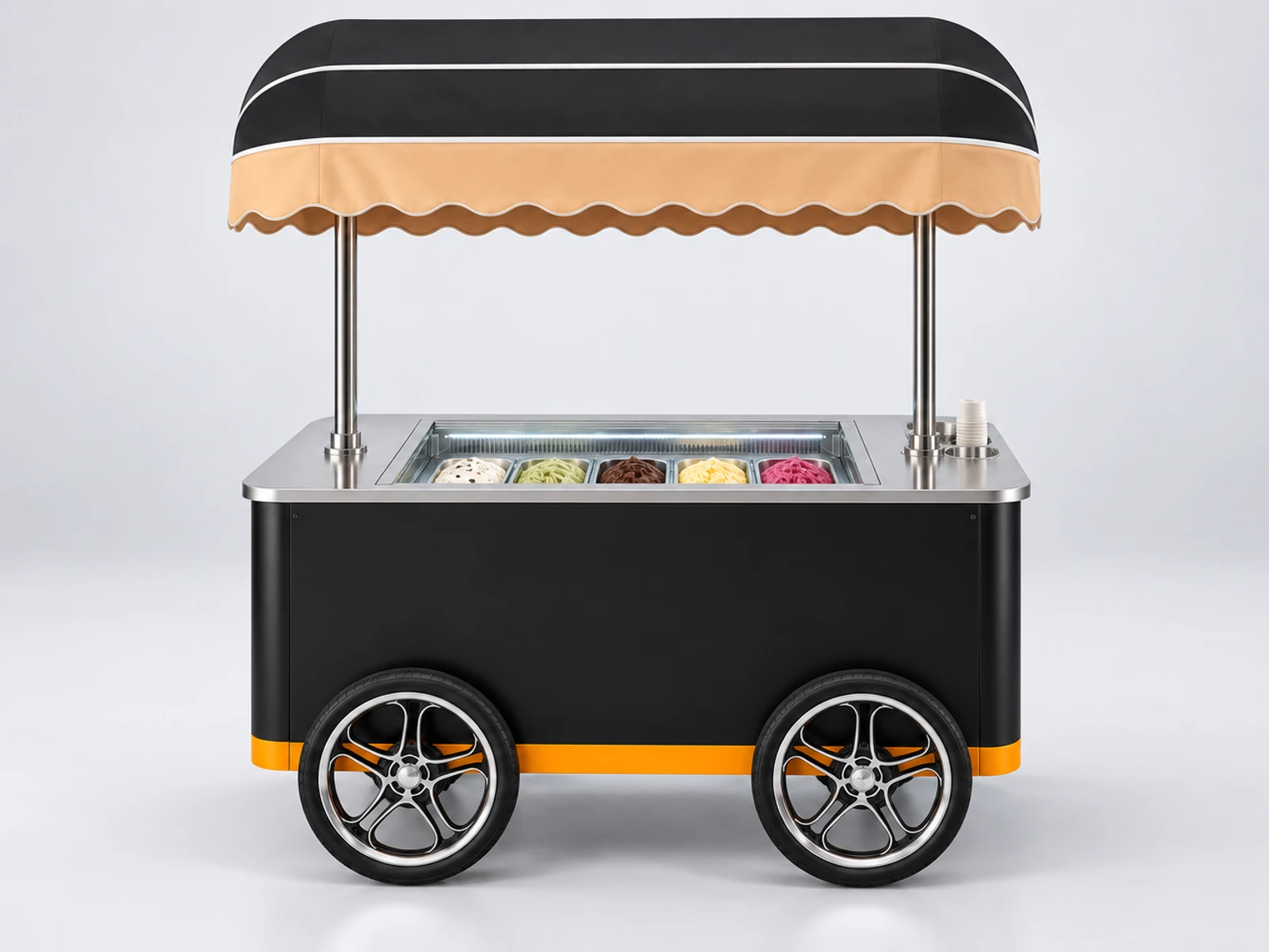 Event Gelato Cart with Multi-Pan Display customer-facing service and display detail
