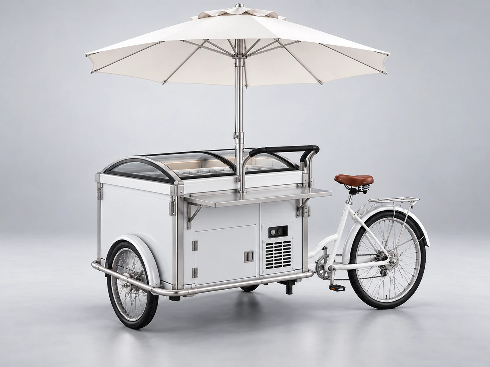 Festival Ice Cream Cart with High-Capacity Freezer staff-side equipment, utilities, and storage view