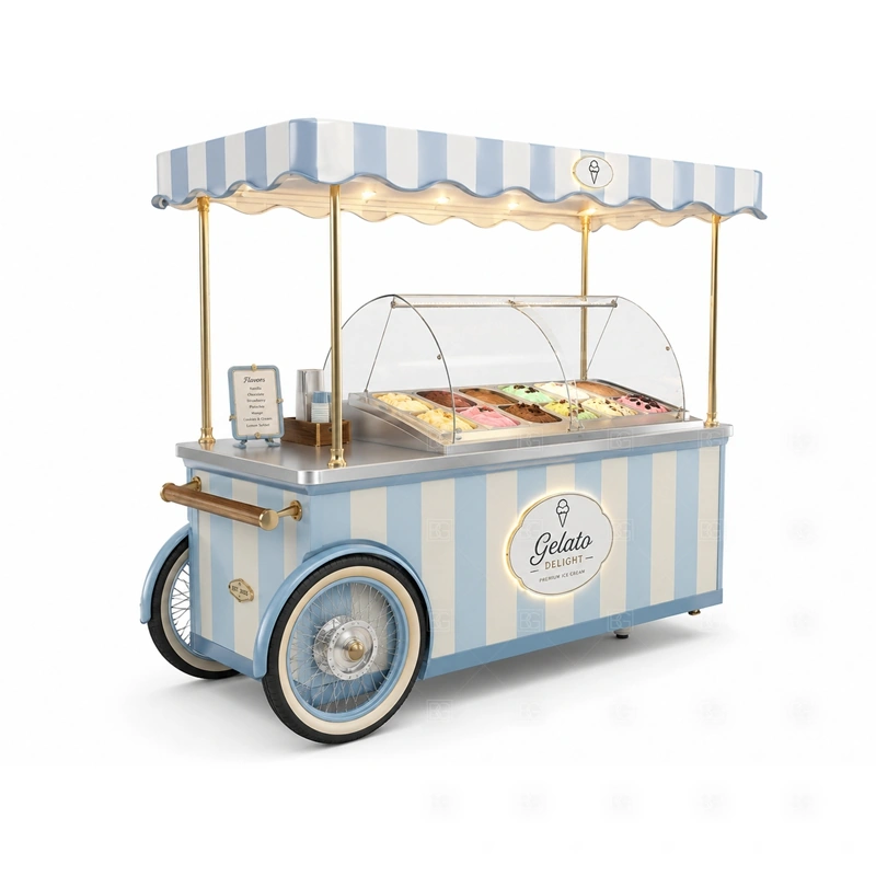 Ice Cream Freezer Cart for Retail Mall with a freezer cart for retail mall ice cream display and quick service shown in the ice cream freezer cart for retail mall product photos for mobile dessert retail