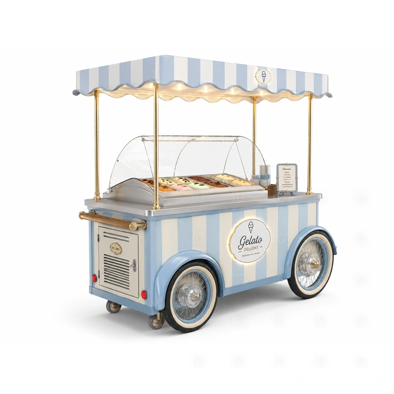 Ice Cream Freezer Cart for Retail Mall layout showing mobile cart body planning shown in the ice cream freezer cart for retail mall product photos, with compact lease areas where storage and customer flow must be planned carefully