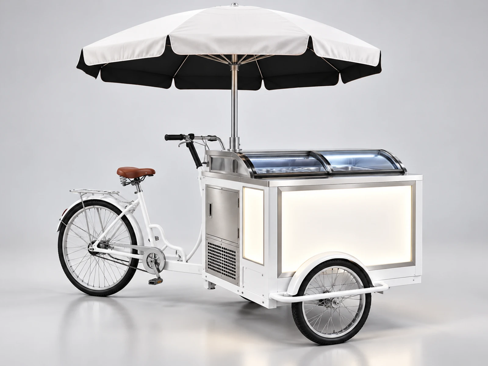Mall Ice Cream Cart with Illuminated Brand Panels main three-quarter product view