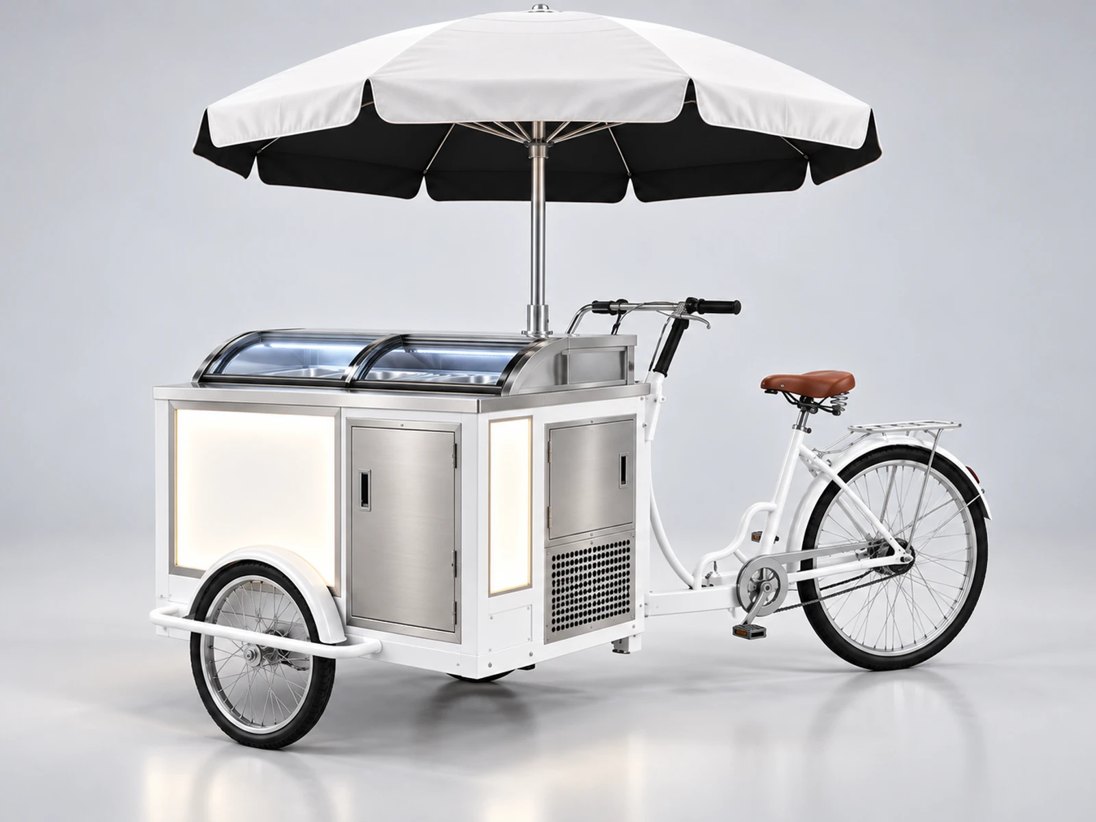 Mall Ice Cream Cart with Illuminated Brand Panels opposite angle showing the complete layout
