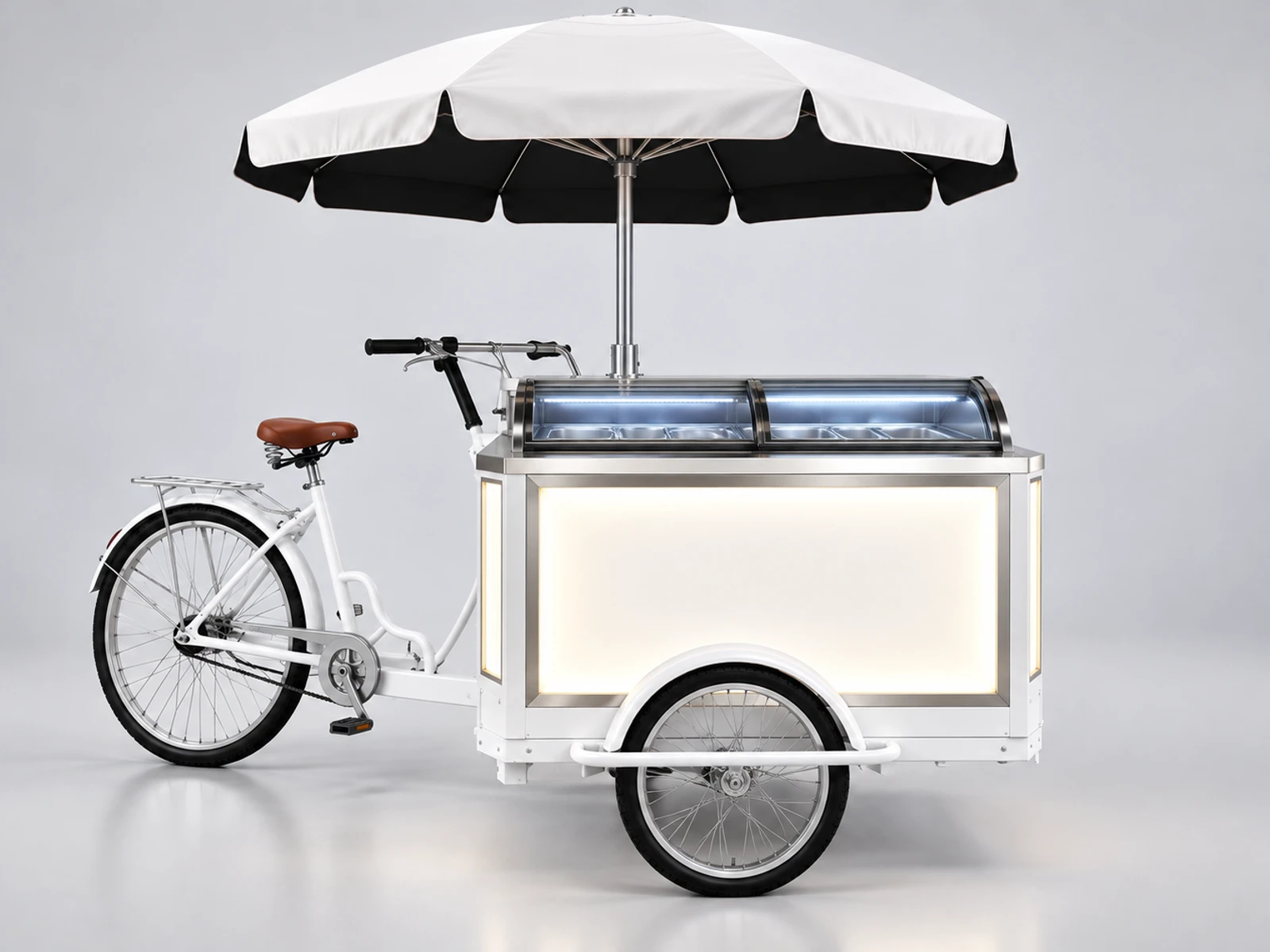 Mall Ice Cream Cart with Illuminated Brand Panels customer-facing service and display detail
