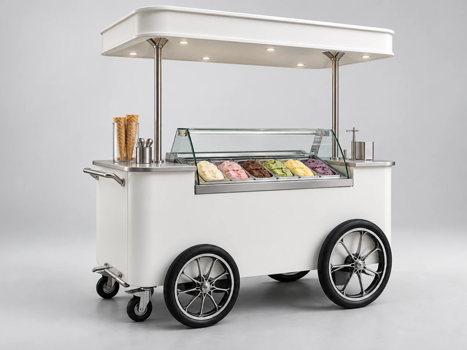 Outdoor Ice Cream Cart with Weatherproof Canopy main three-quarter product view