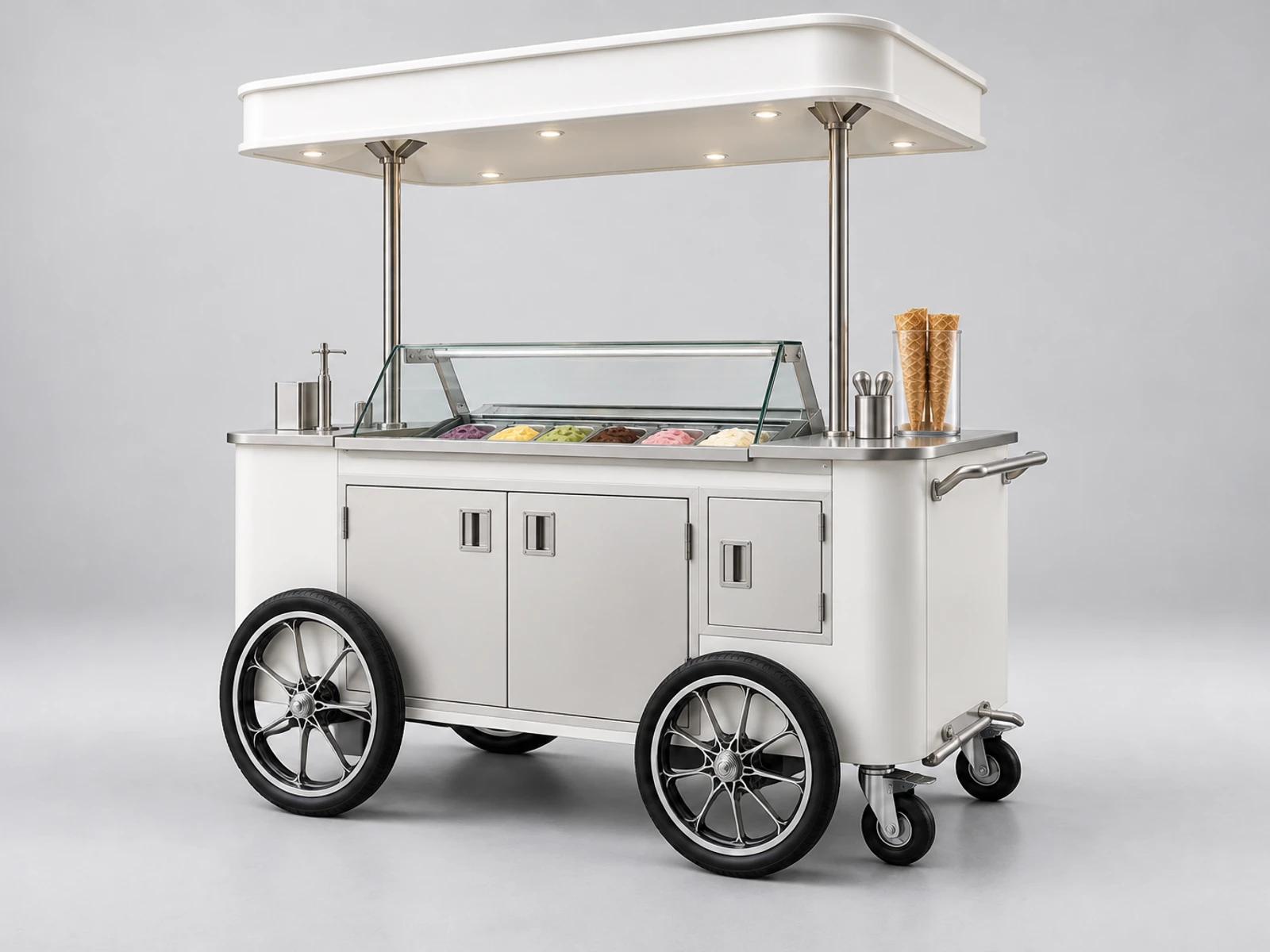Outdoor Ice Cream Cart with Weatherproof Canopy opposite angle showing the complete layout