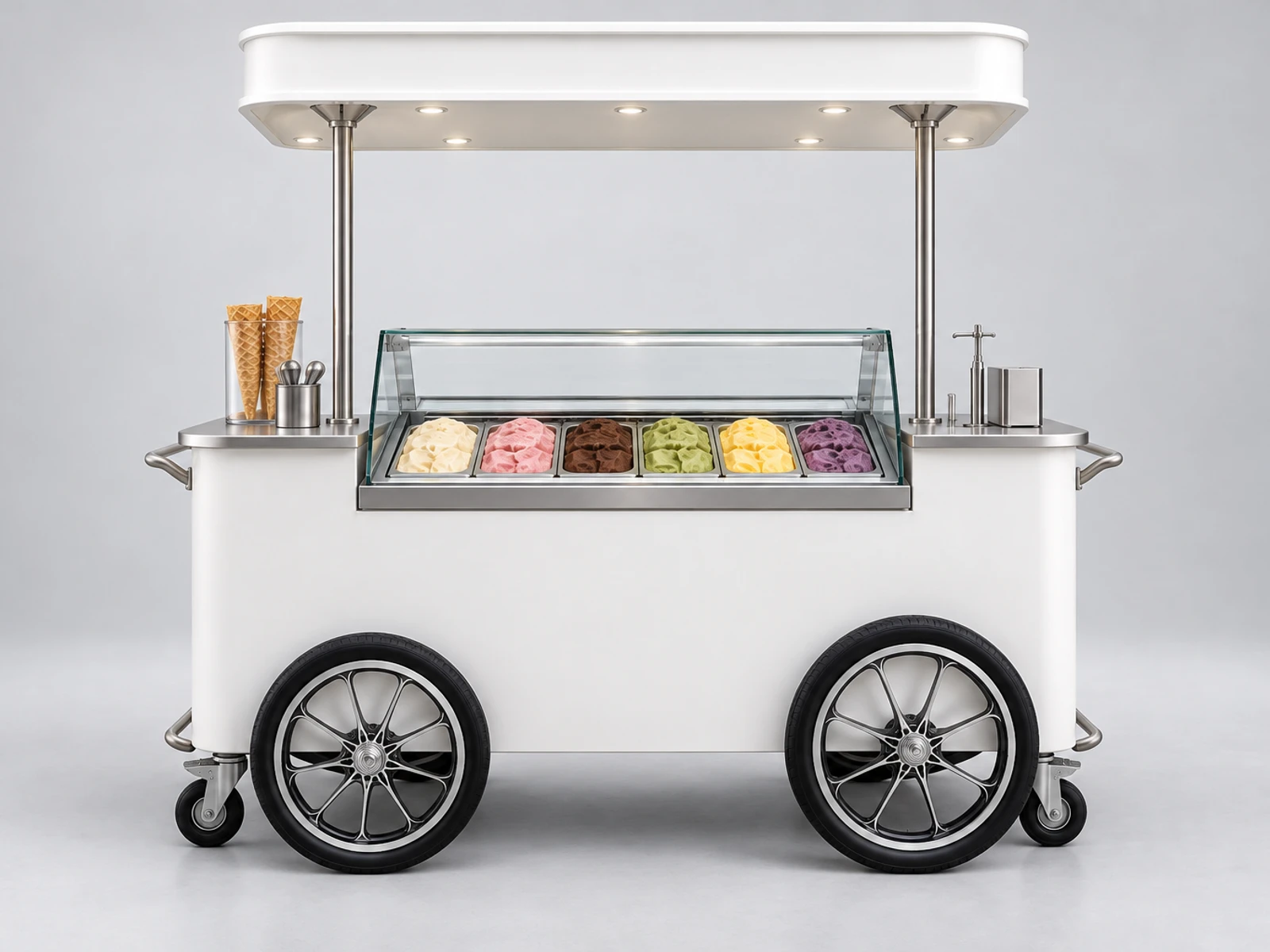 Outdoor Ice Cream Cart with Weatherproof Canopy customer-facing service and display detail