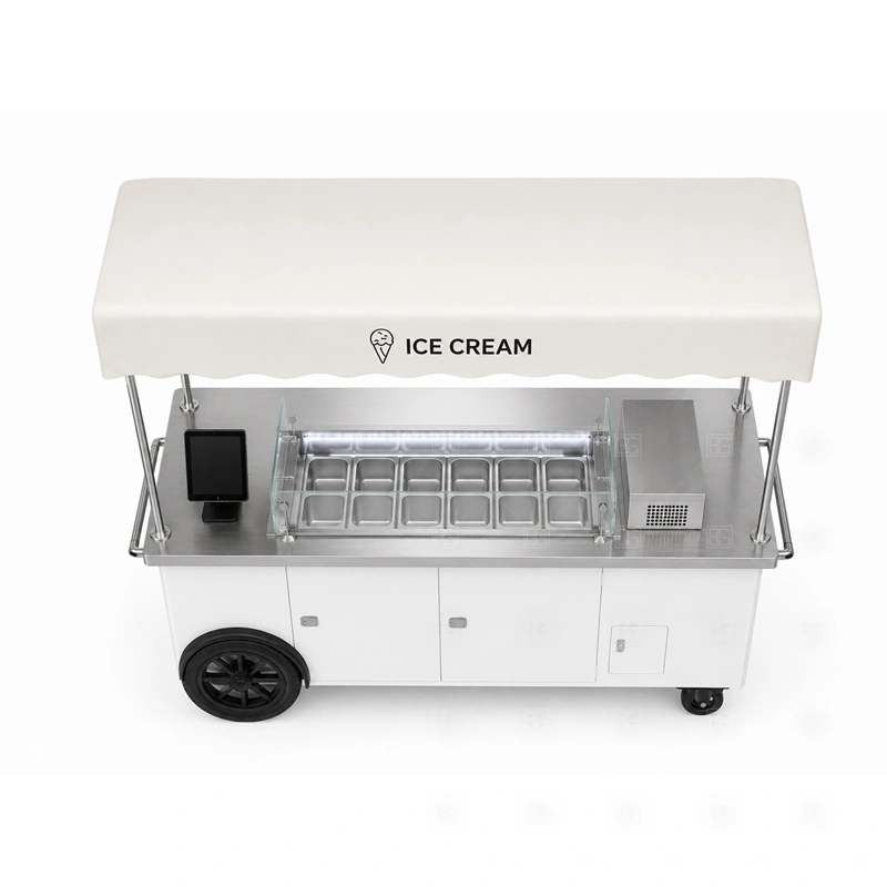 Portable Ice Cream Cart Manufacturer buyer planning detail for Portable Ice Cream Cart Manufacturer target size, freezer model, canopy size, wheel style, serving direction, menu type, venue rules, destination country