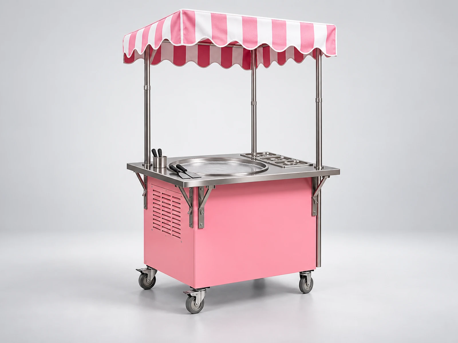 Rolled Ice Cream Cart with Cold Plate Worktop main three-quarter product view