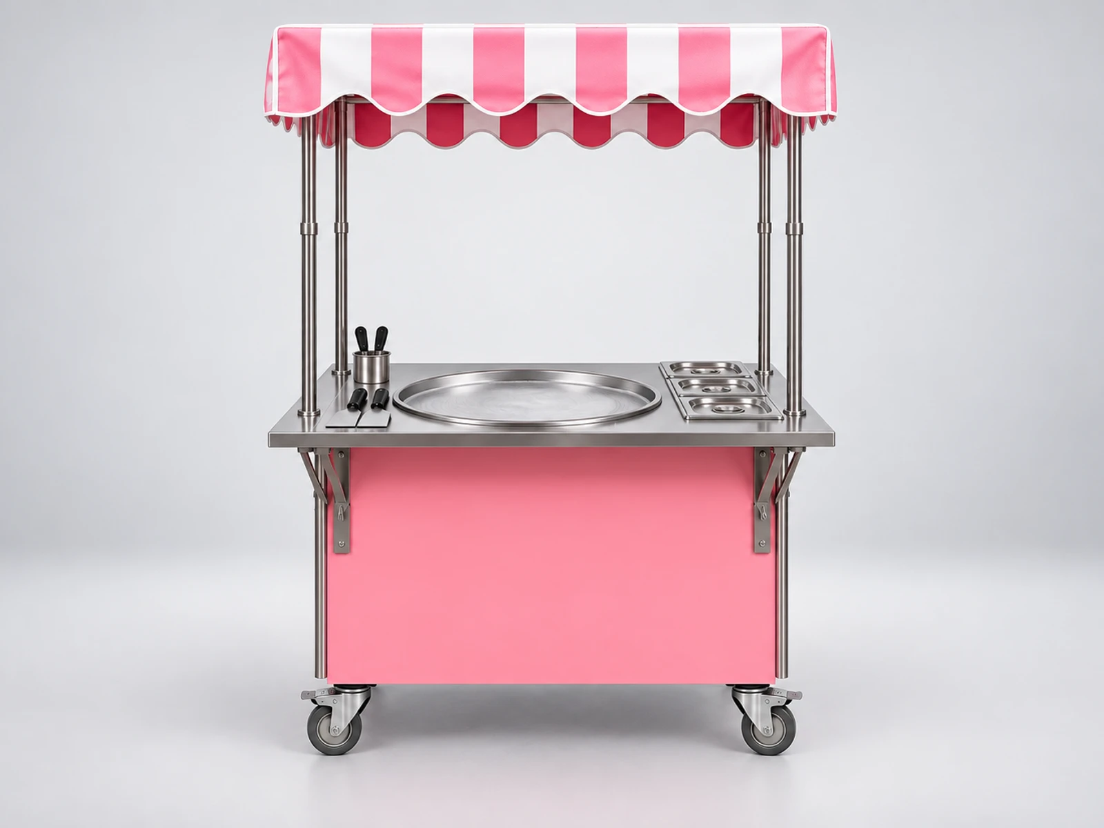 Rolled Ice Cream Cart with Cold Plate Worktop customer-facing service and display detail
