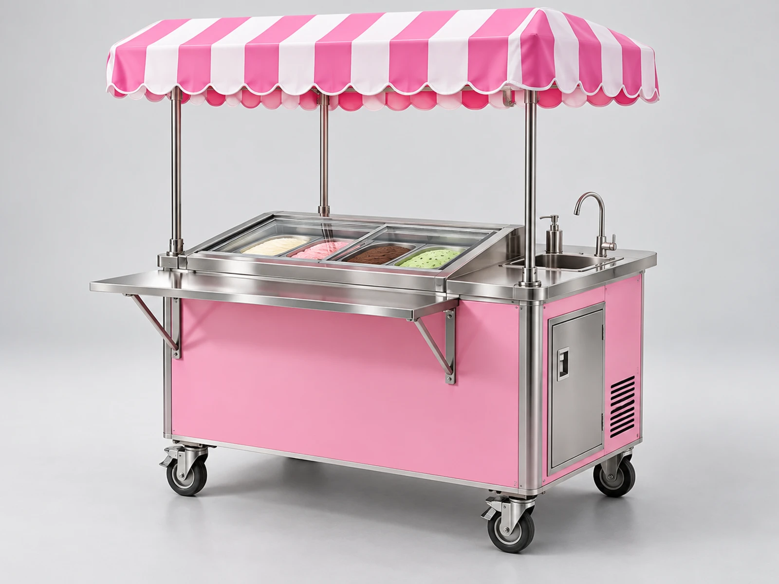 Small Ice Cream Cart with Umbrella and Hand Sink main three-quarter product view