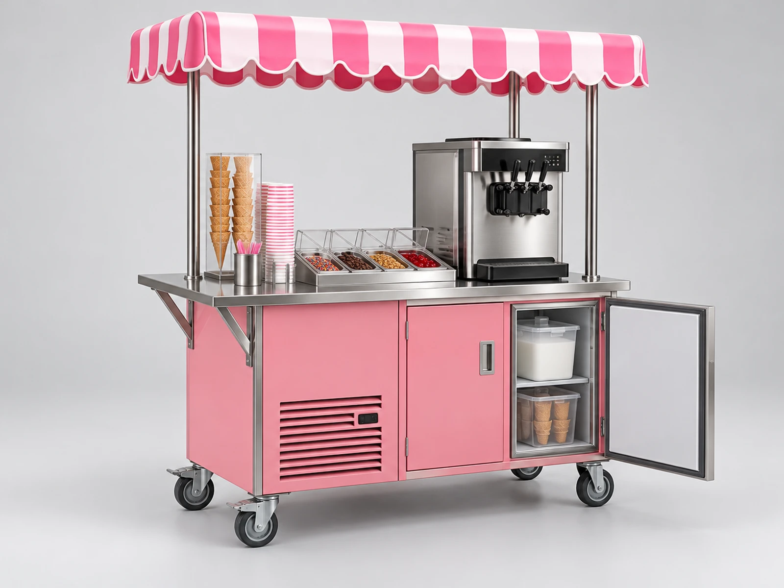 Soft Serve Ice Cream Cart with Machine Equipment Bay main three-quarter product view