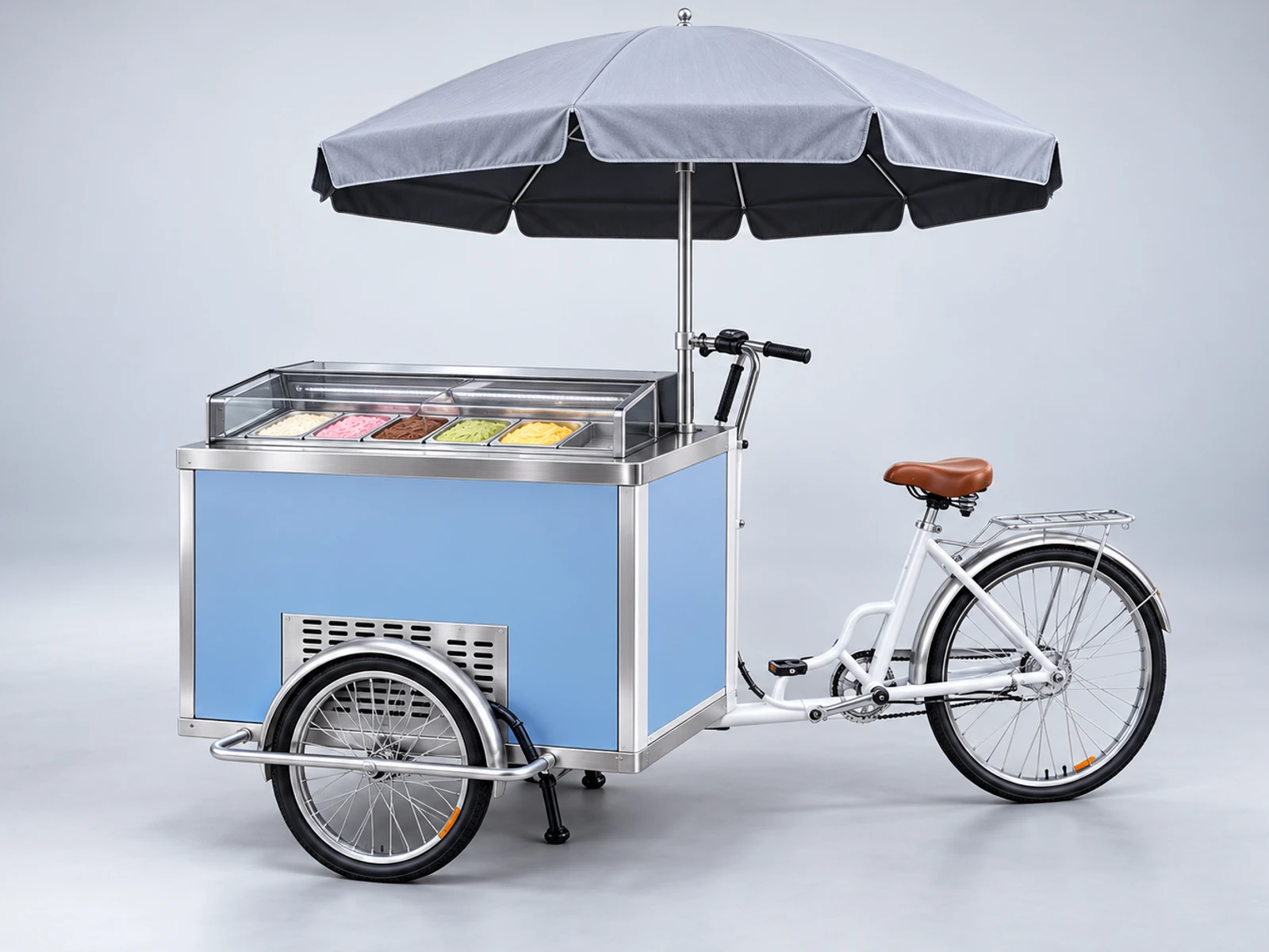 Stainless Ice Cream Cart with Food-Safe Service Counter main three-quarter product view