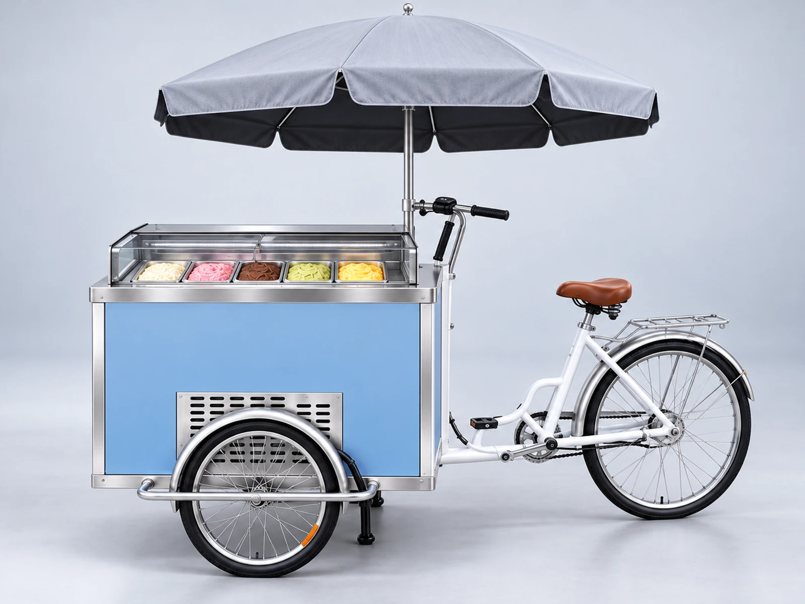 Stainless Ice Cream Cart with Food-Safe Service Counter customer-facing service and display detail