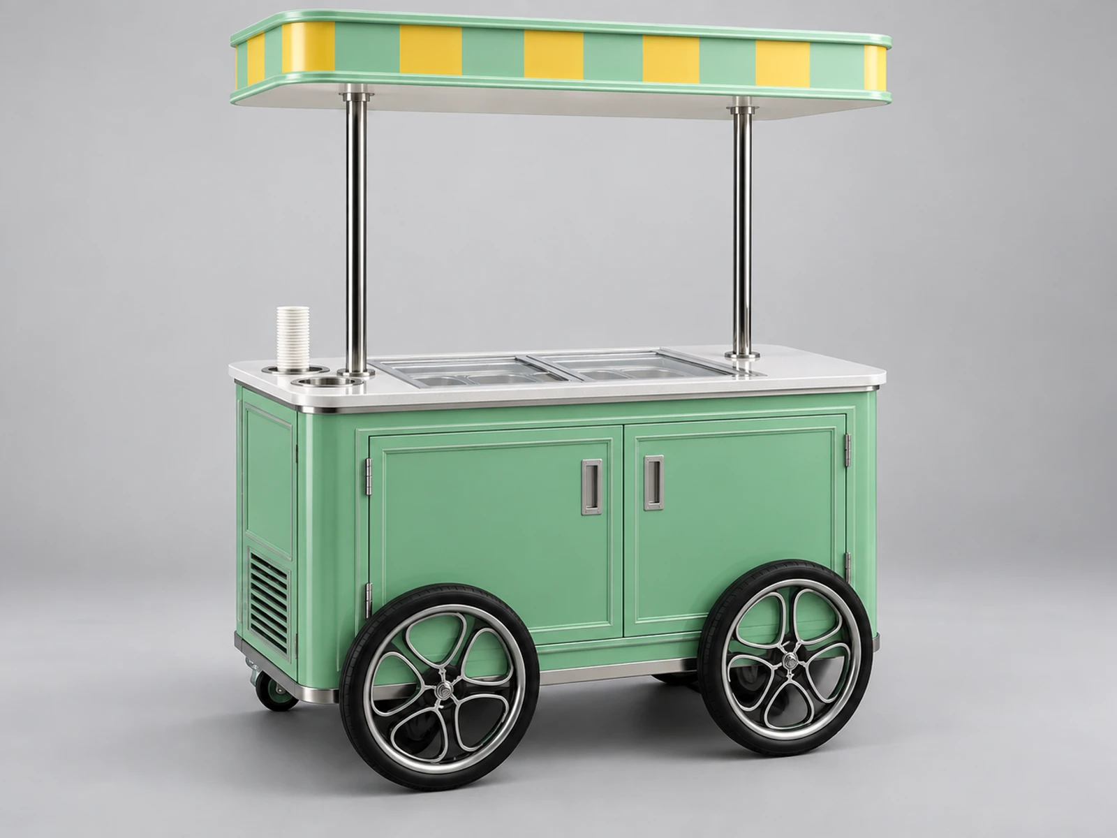 Wedding Ice Cream Cart with Elegant Serving Counter opposite angle showing the complete layout