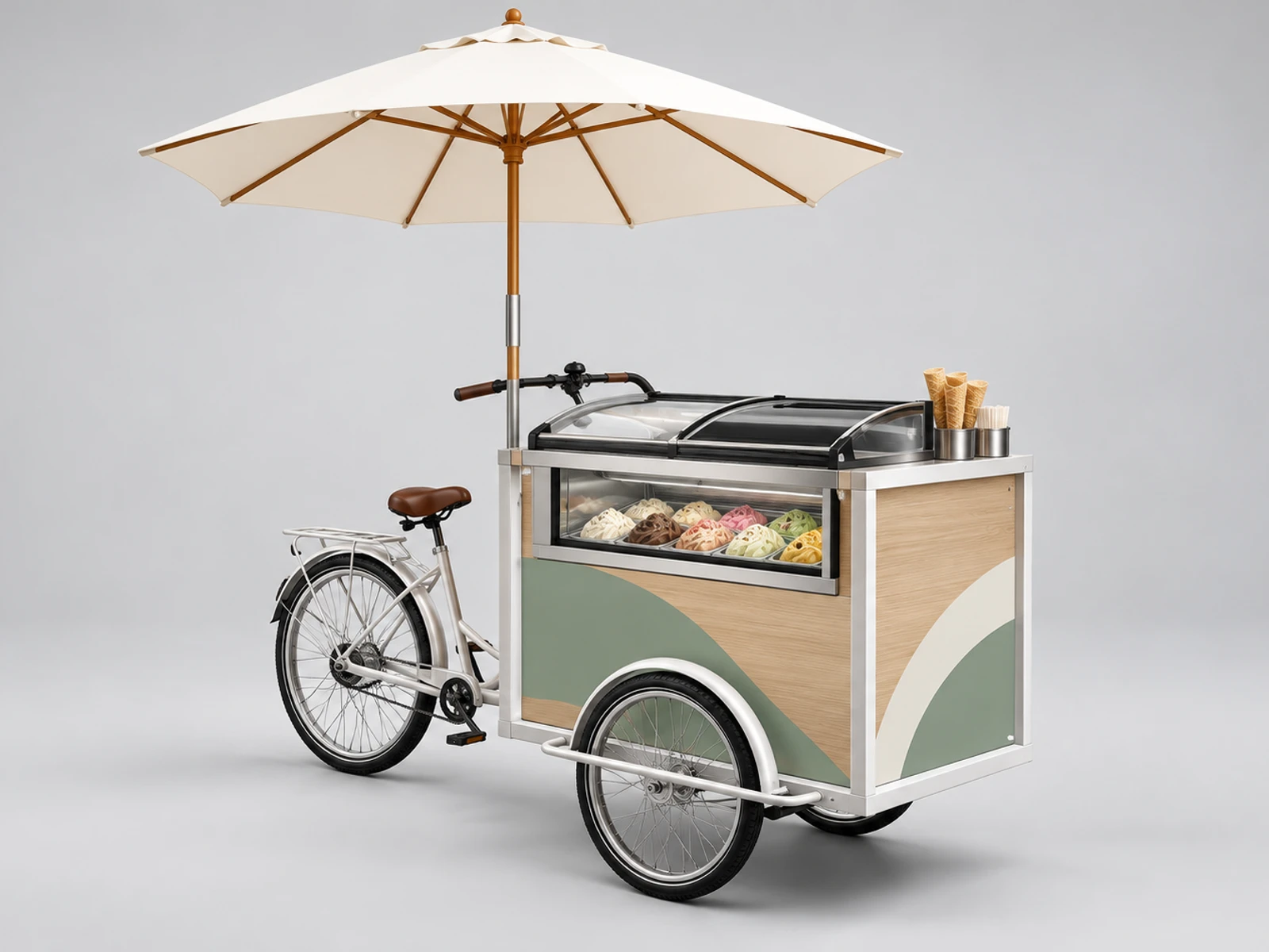 Wood Ice Cream Cart with Artisan Gelato Display main three-quarter product view