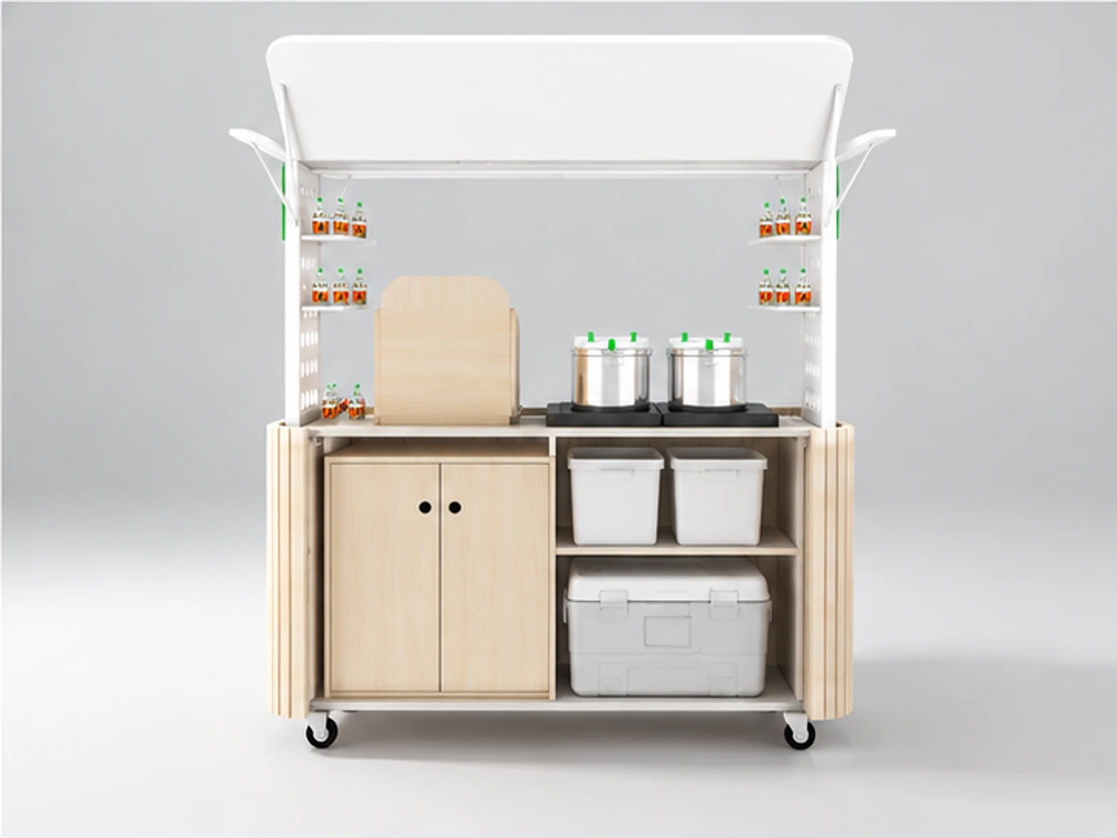 Drink Food Retail Vendor New Fresh Custom Juice Cart staff-side equipment and storage view