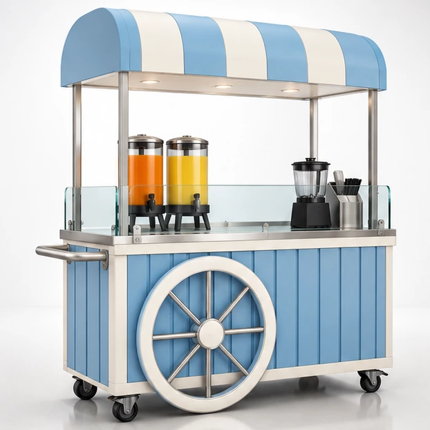 Event Juice Cart with Battery-Powered Equipment Bay main three-quarter product rendering