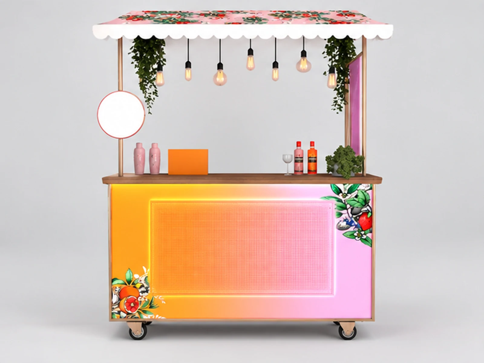 Fantastic juice cart design outdoor use mobile beverage trolley for sale customer-facing service and display view