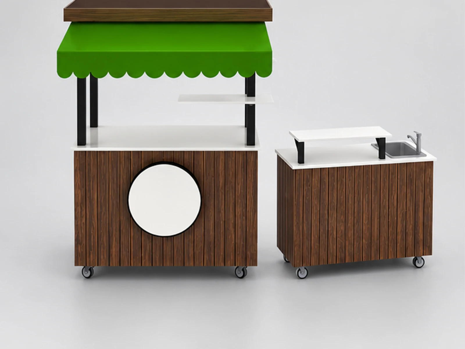 Flexiable mobile food cart wooden hand push trolley with wheels for sale customer-facing service and display view