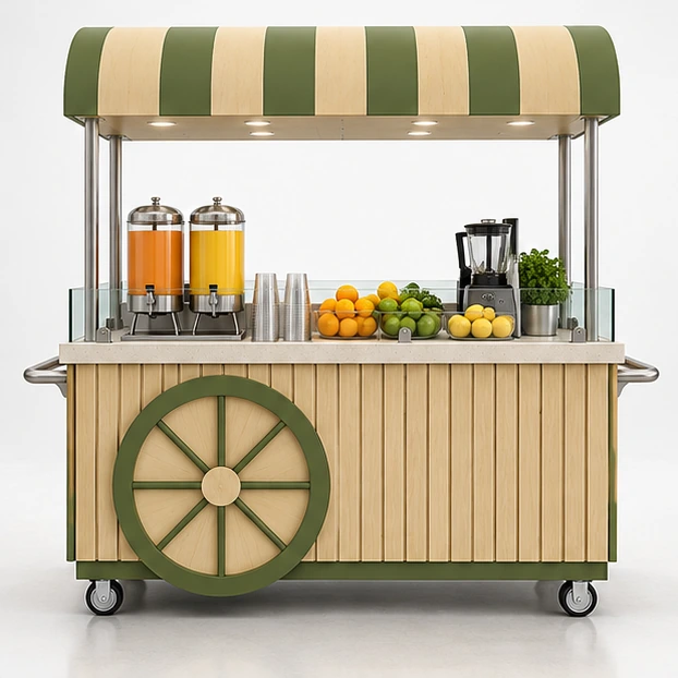 High-Capacity Juice Cart with Dual-Side Service customer-facing service and display view