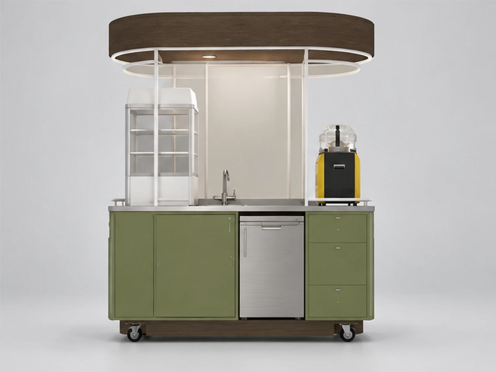 Hot Selling Juice Cart Juice Bar Counter in the Mall for Sale staff-side equipment and storage view