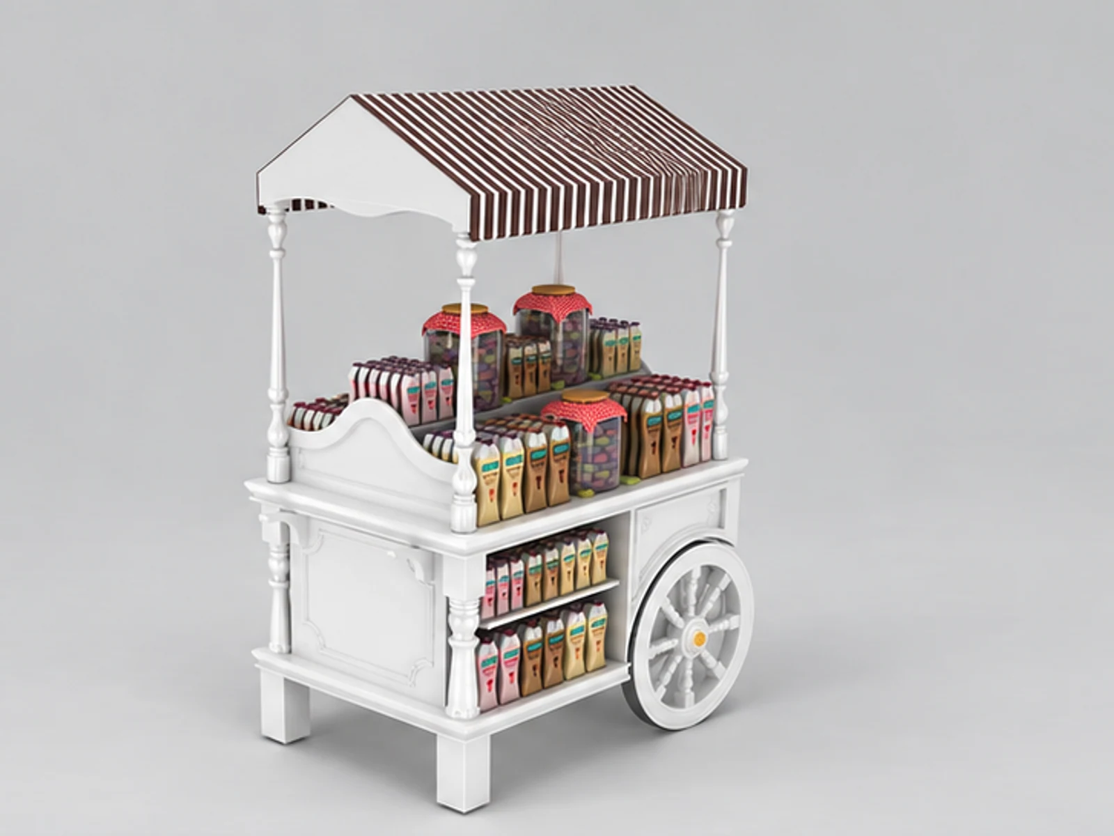 Juice Cart &Supermarket Display Stand Food Cart for Sale opposite angle and overall footprint