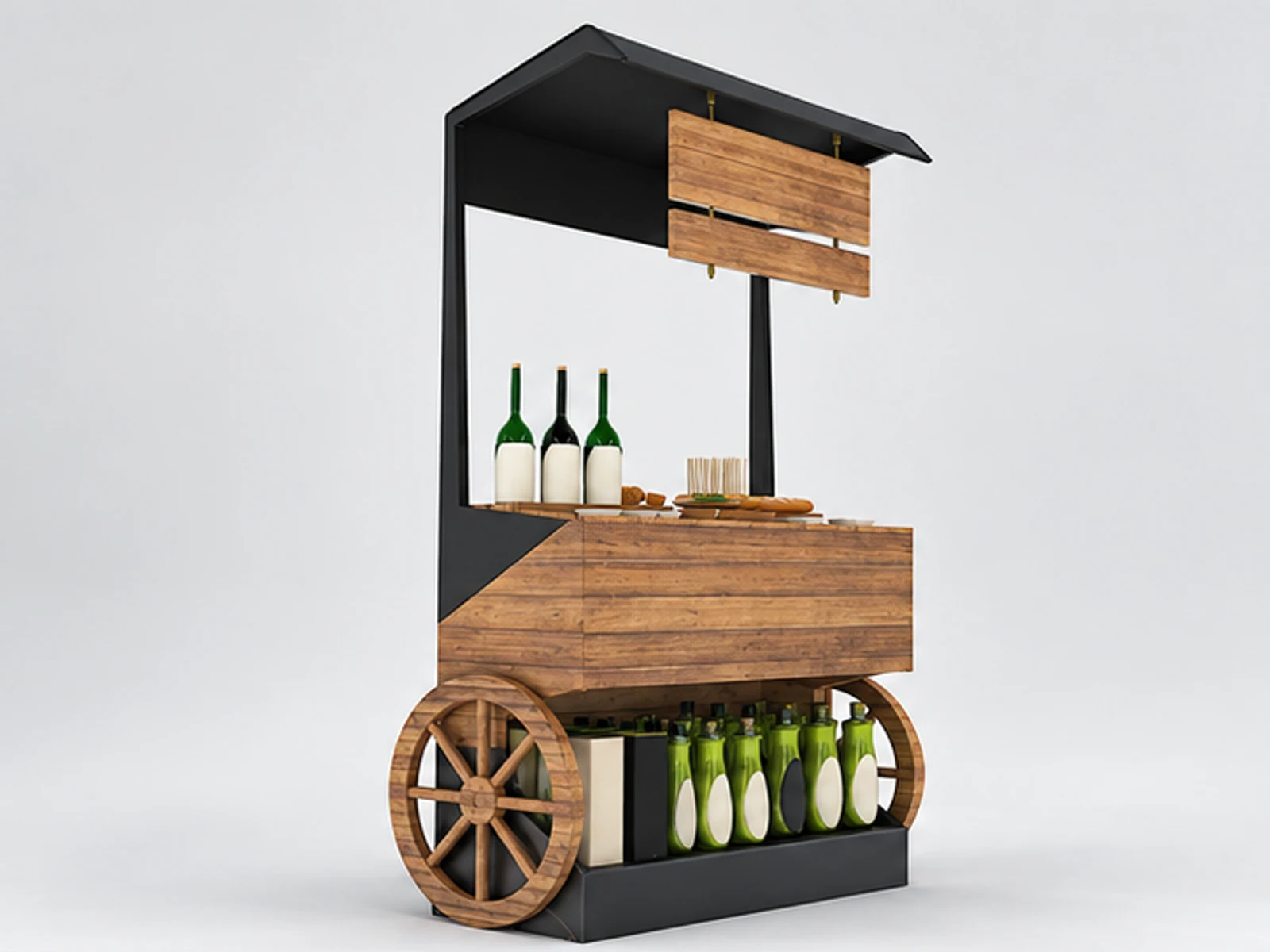 Juice Drink Display Booth Beverage bottle Drinks Display Showcase Beer Retail Cart main three-quarter view