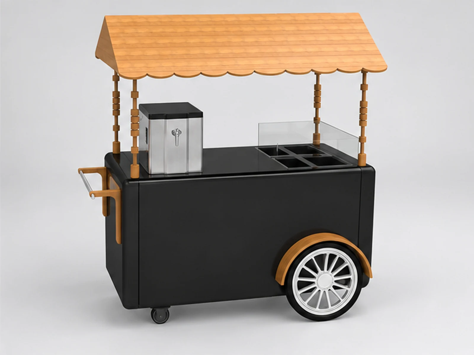 Portable Beverage Display Cart For Indoor & Outdoor Use opposite angle and overall footprint