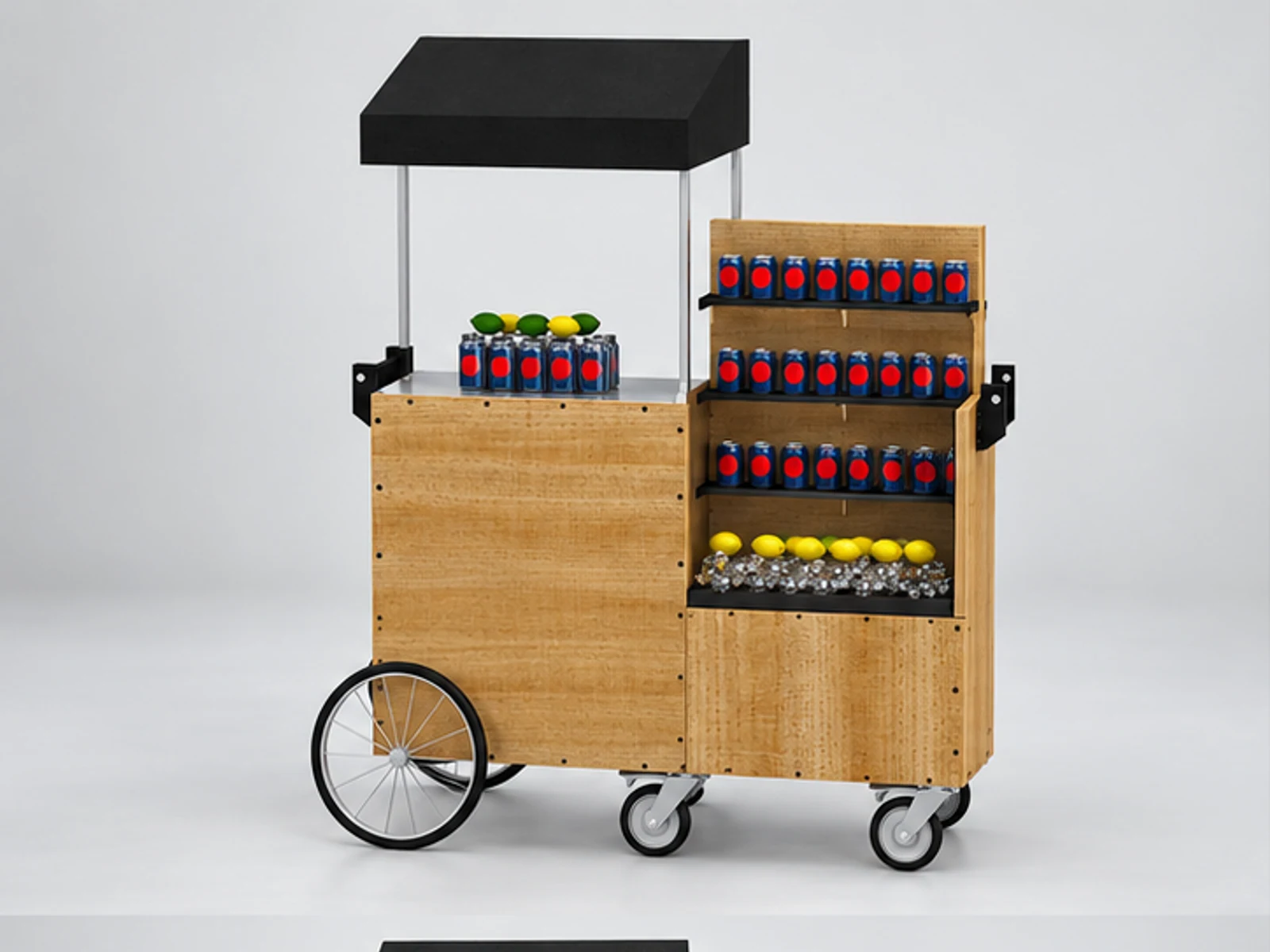 Portable Pepsi Beverage Display Cart Retail Juice Drinks Promotion Cart main three-quarter view