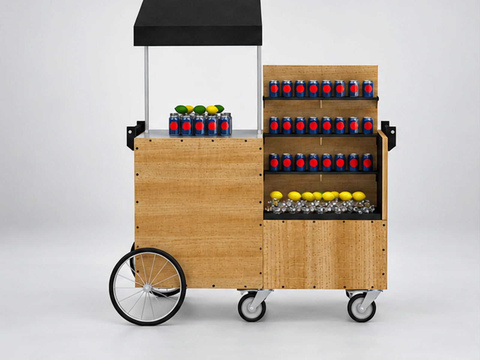 Portable Pepsi Beverage Display Cart Retail Juice Drinks Promotion Cart customer-facing service and display view