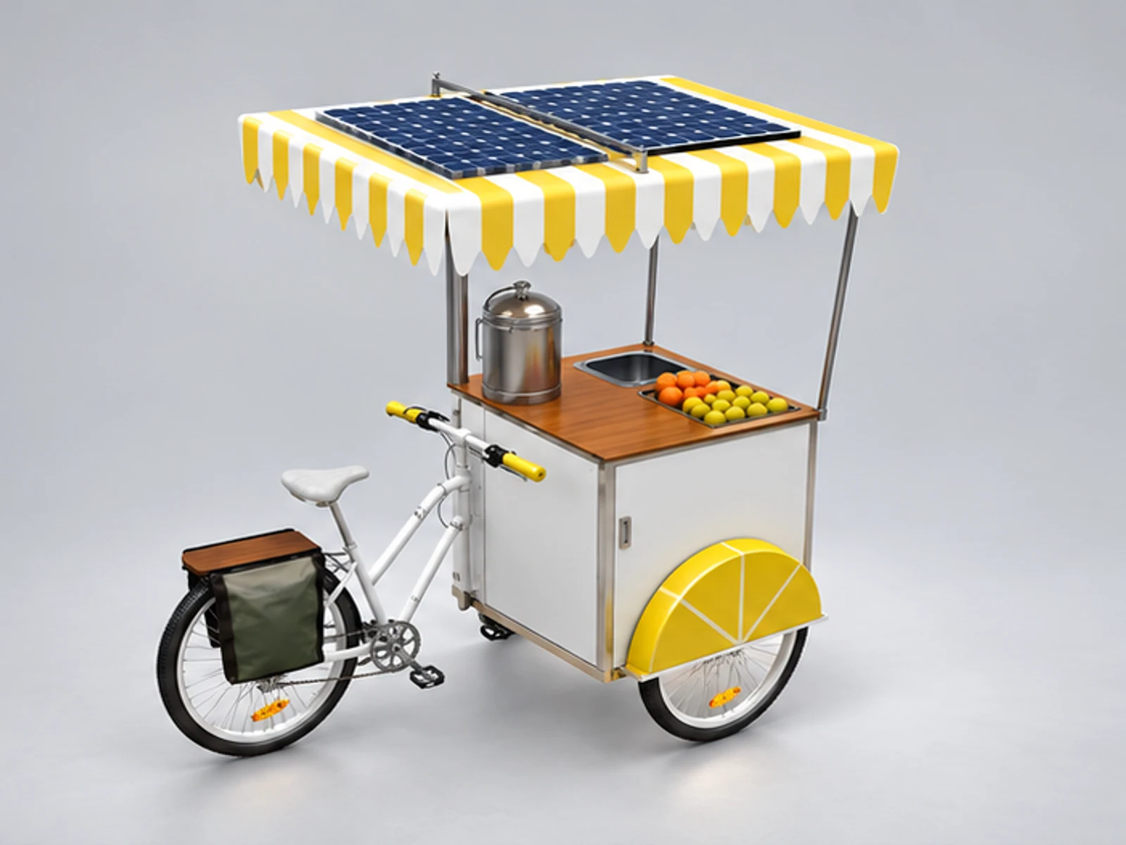 Small size outdoor juice cart | fresh fruit stand for sale opposite angle and overall footprint