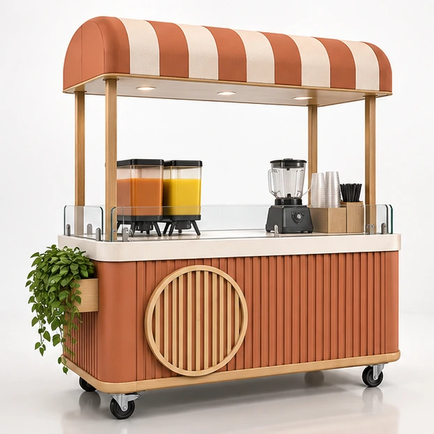 Smoothie and Juice Cart with Blender and Cold Storage main three-quarter product rendering