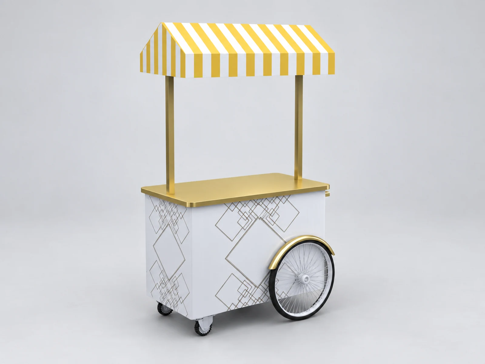 Stainless steel juice cart | outdoor small fresh juice stand for sale opposite angle and overall footprint