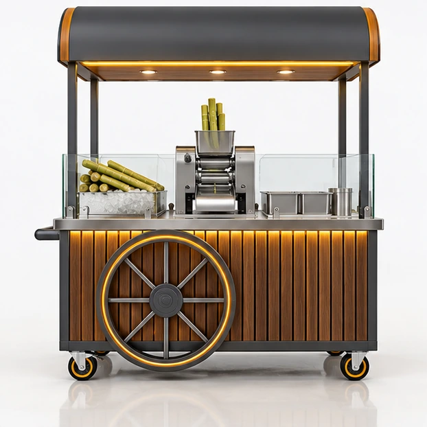 Sugarcane Juice Cart with Protected Pressing Station customer-facing service and display view