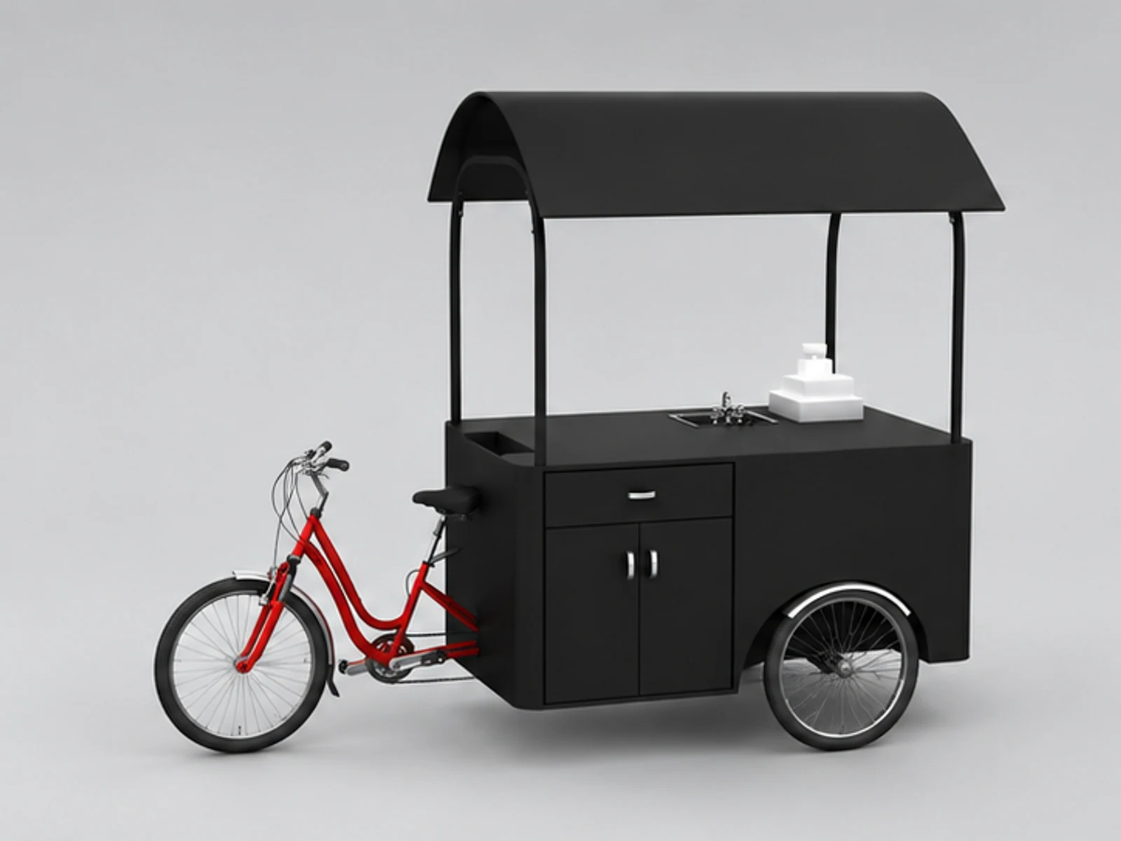 The black style for outdoor juice cart | creative design street fruit stand main three-quarter view