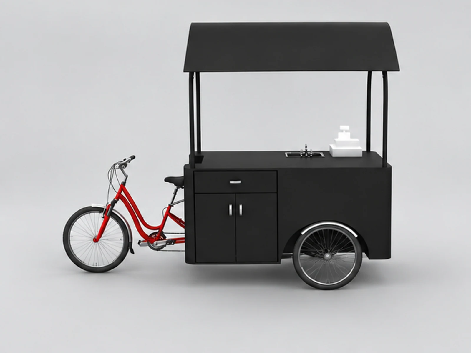 The black style for outdoor juice cart | creative design street fruit stand customer-facing service and display view