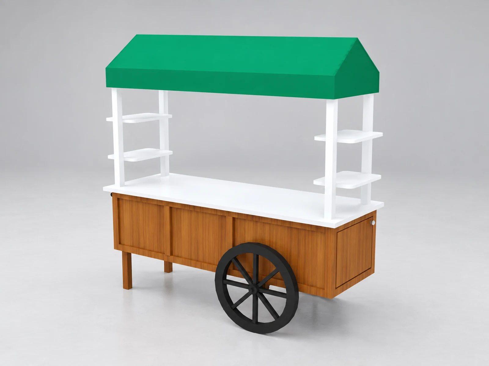 Wooden grain stand for display juice | outdoor retail juice cart main three-quarter view