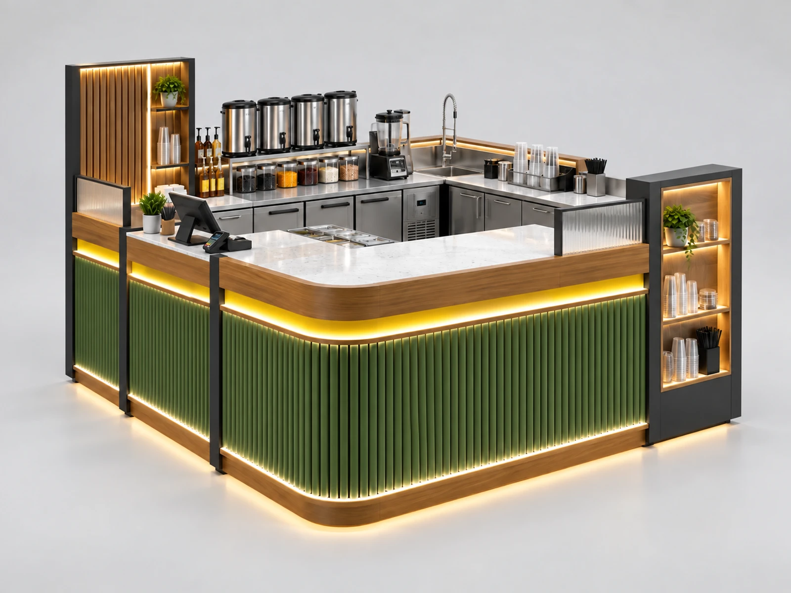 High-Volume Boba Kiosk with Separated Order and Pickup main three-quarter product view