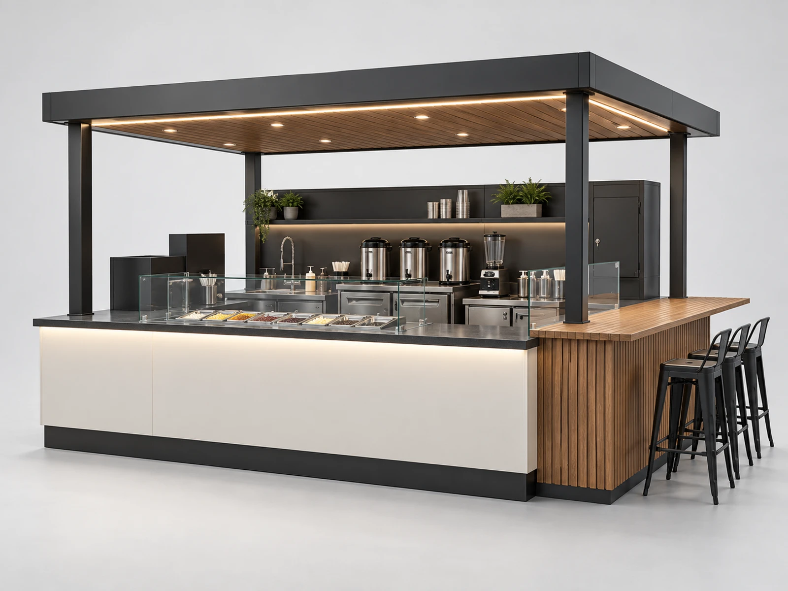 Outdoor Boba Tea Kiosk with Weatherproof Canopy main three-quarter product view