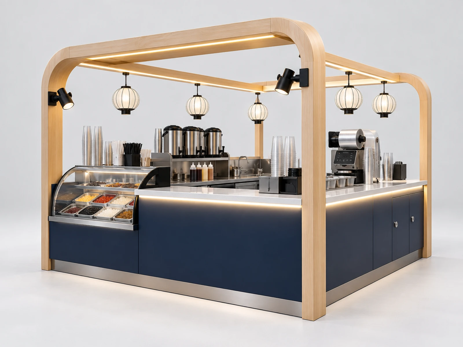 Small Boba Tea Counter with Cup Sealer Station main three-quarter product view